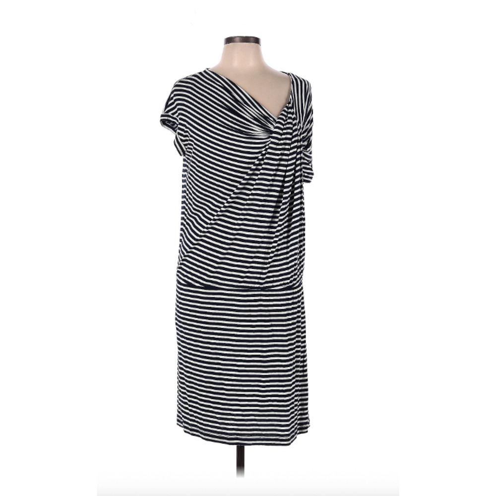 Calvin Klein Black White Stripe Asymmetrical Dress Sz 12 Nautical Bundle Sale - Picture 5 of 13